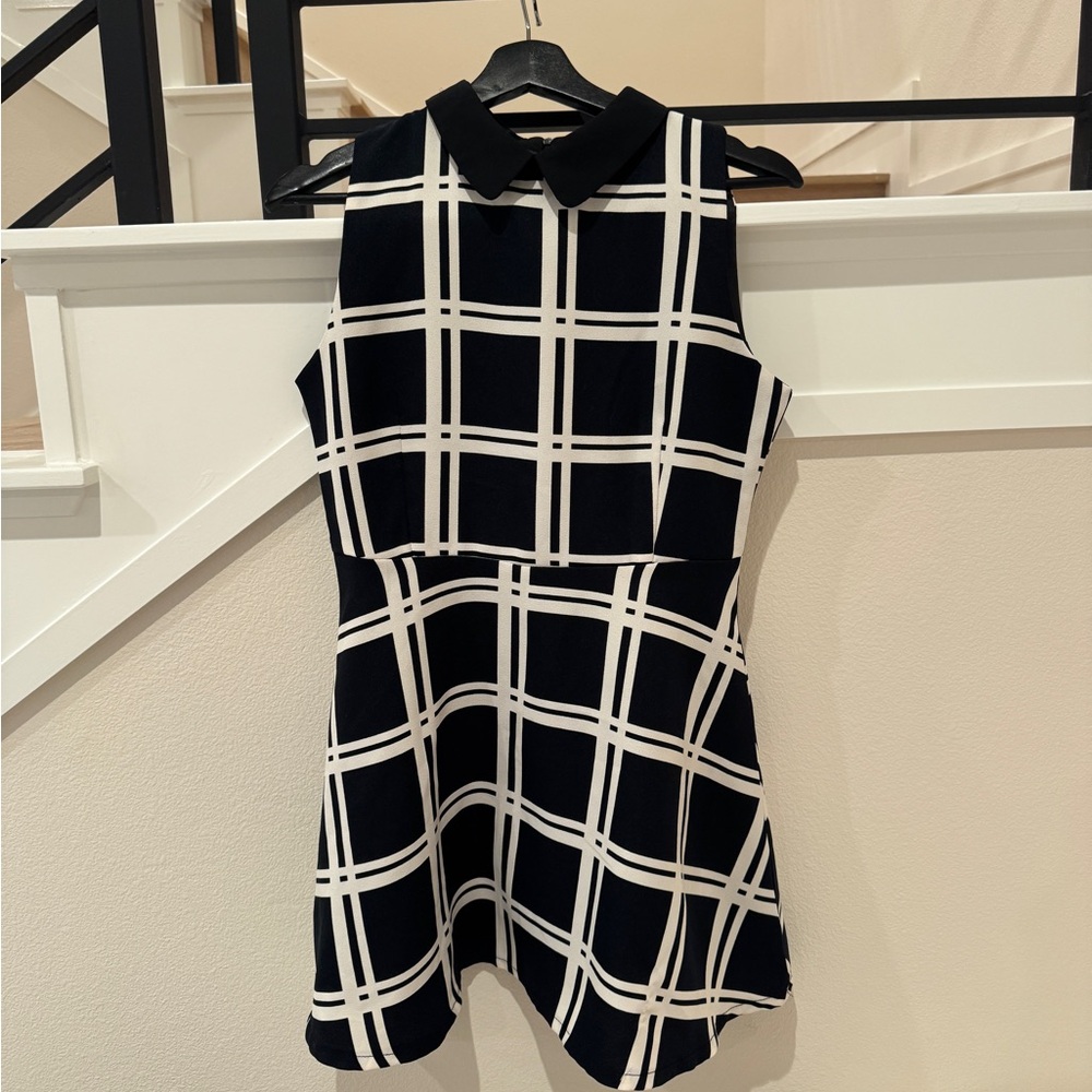 Black and White Fit and Flare Mini Dress